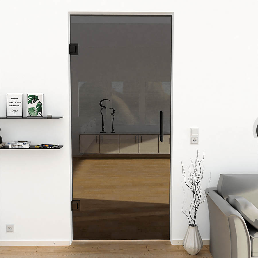 Zwarte pendeldeur van rook glas Pendeldeur-Hydra-grijs-glas